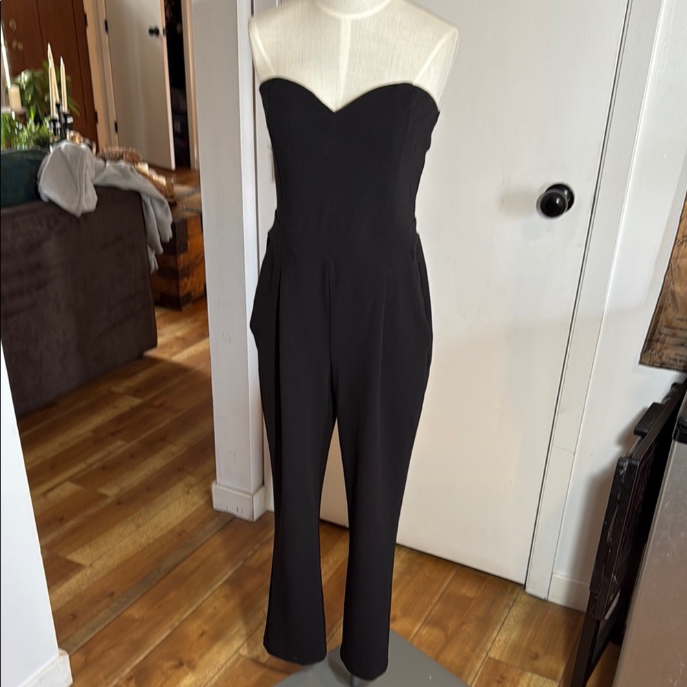 Express Black Strapless Crop Jumpsuit